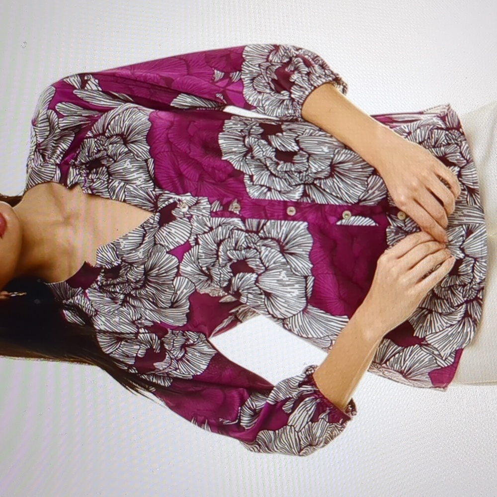 Hutch NWT “Westbrooke” Purple Floral Satin Blouse